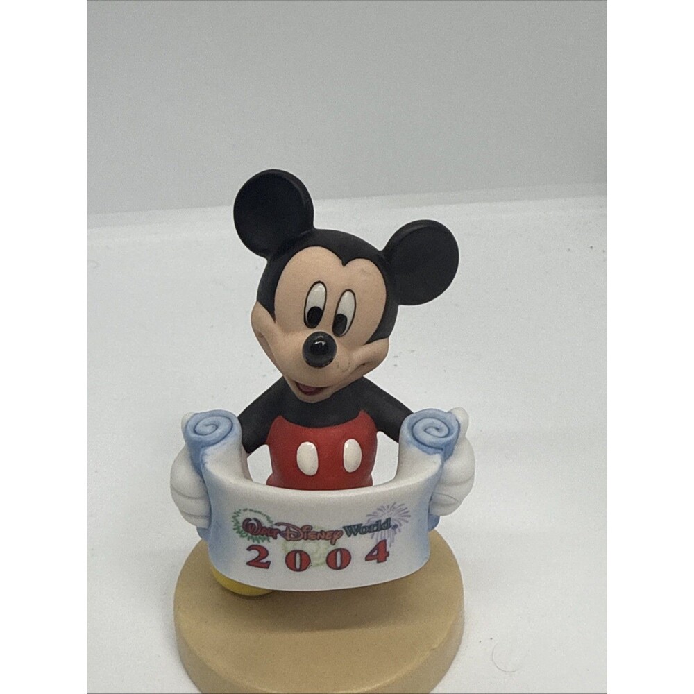 Disney World Mickey Mouse Figure 4" Ceramic Porcelain 2004 Banner Figurine